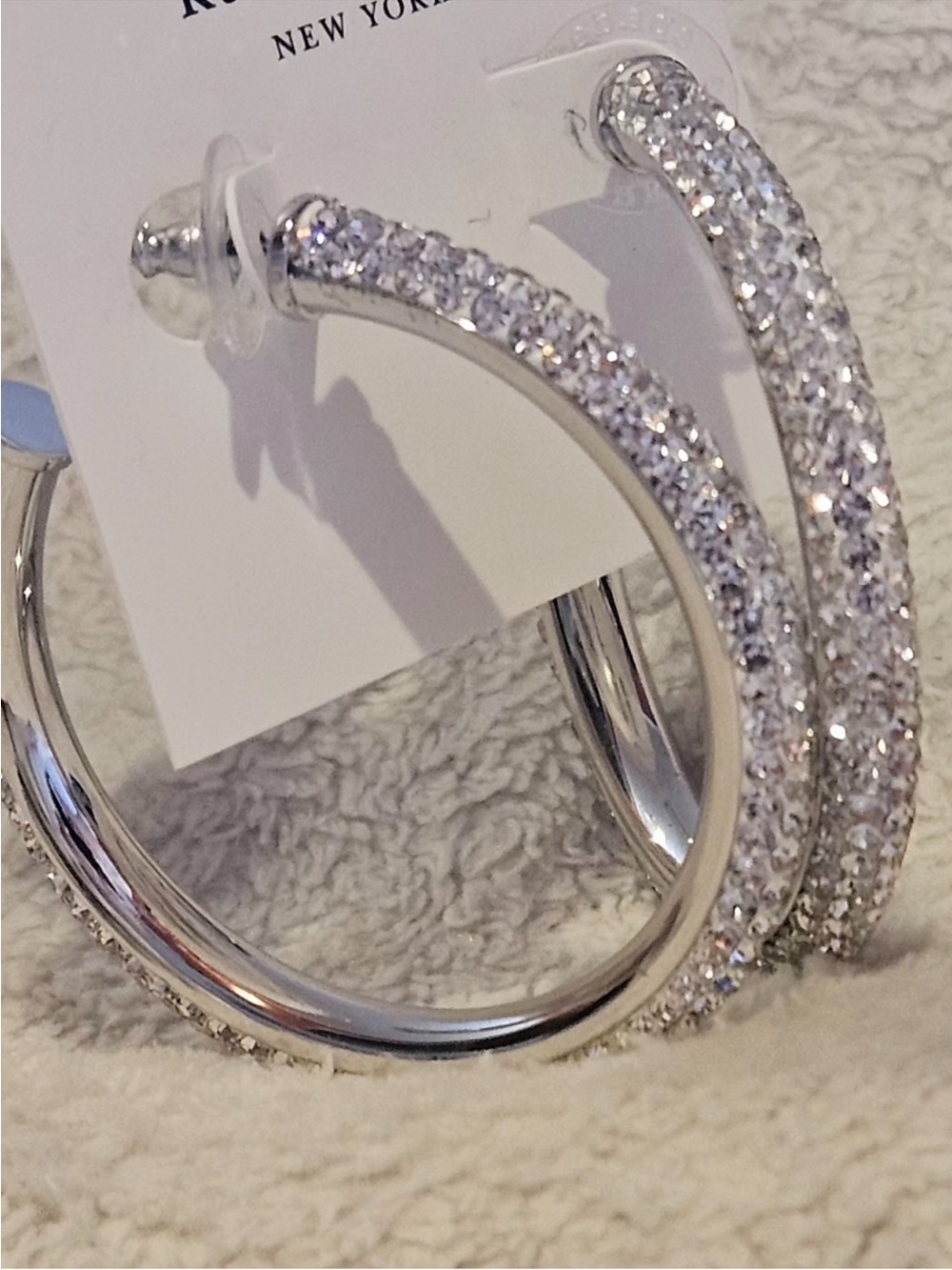 Kate Spade Razzle Dazzle Hoop Earrings – Crystal Pavé Silver Tone | NWT - Picture 6 of 8